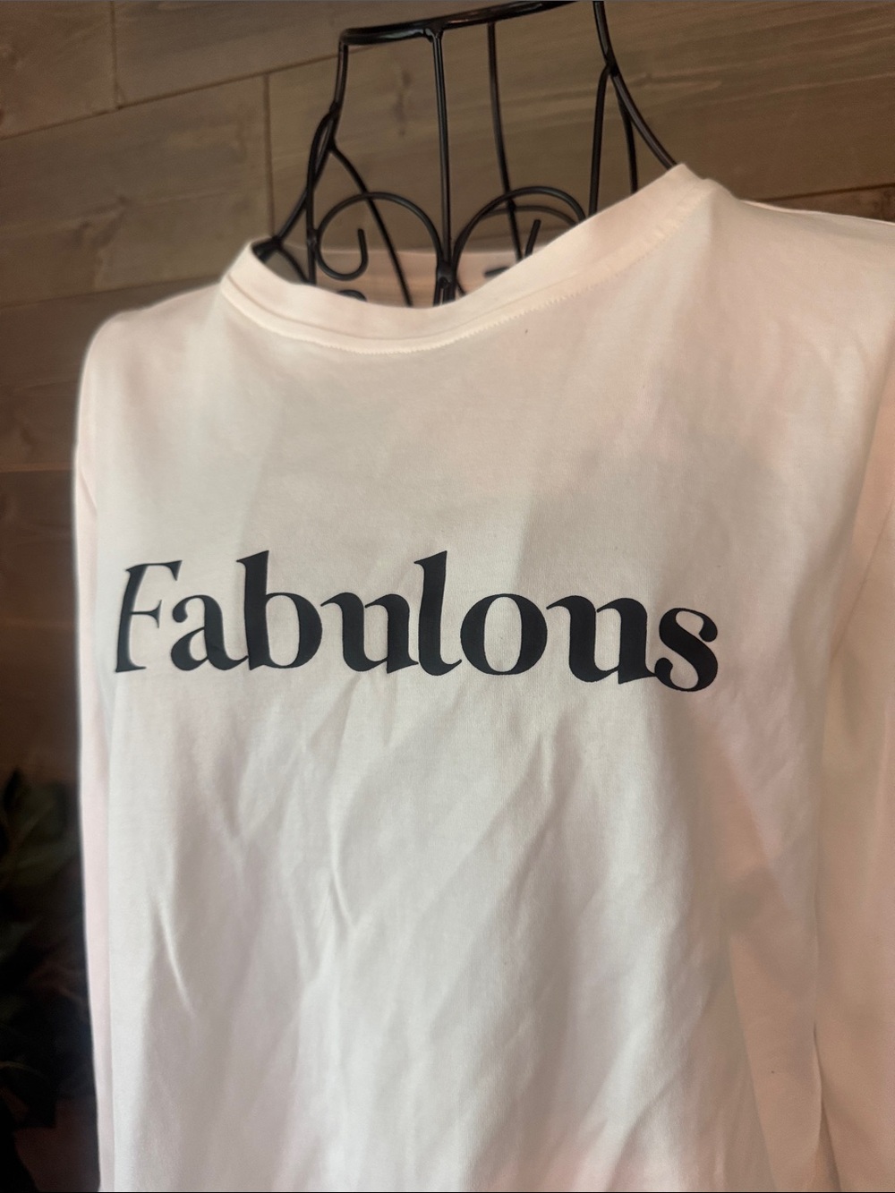 White long sleeve tea shirt “fabulous”